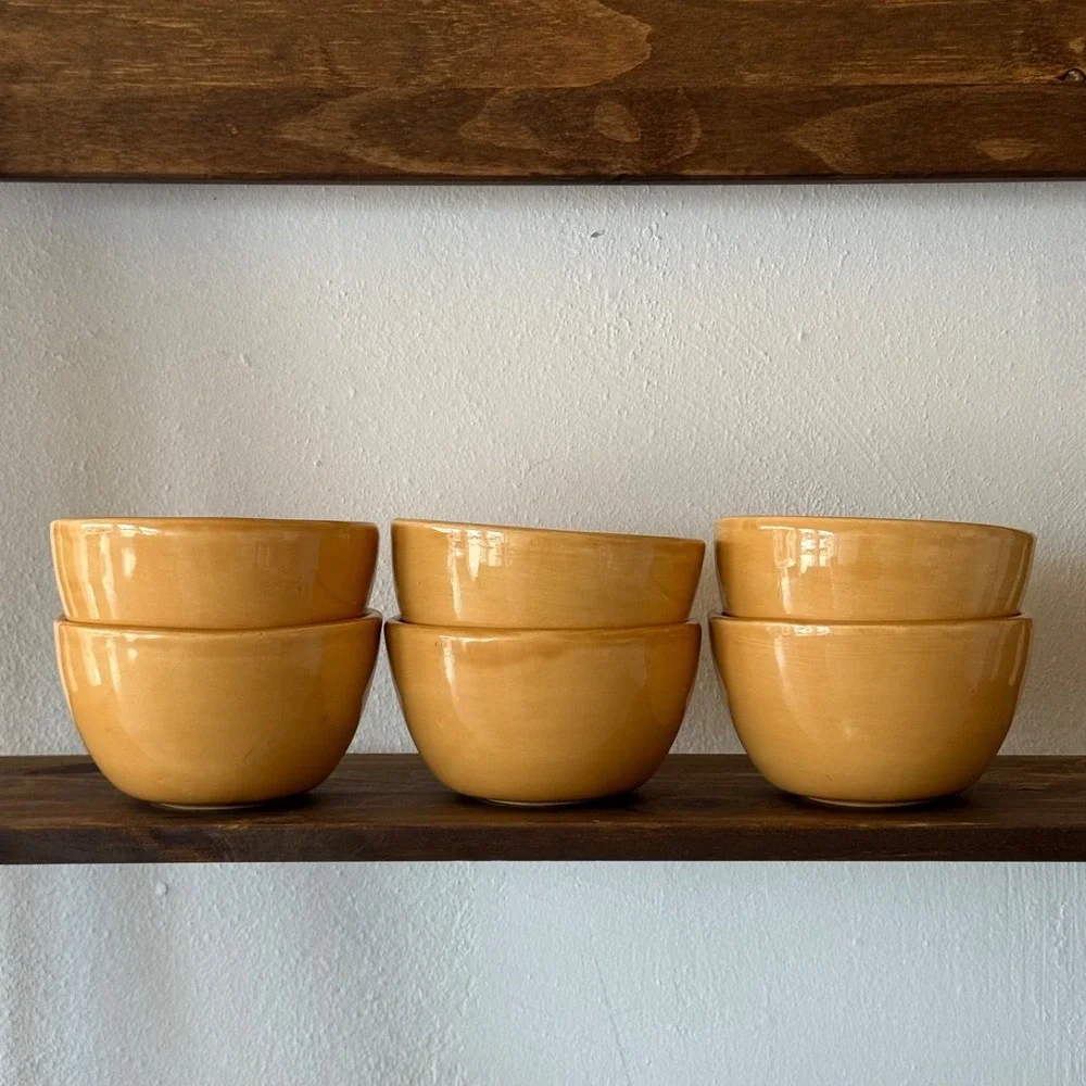 Vintage Pottery Barn‎ Sausalito Amber Cereal Bowl Set 6pc Mexico